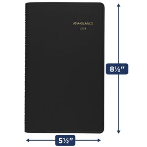 AT-A-GLANCE 2024 Weekly Appointment Book Planner, 5" x 8", Small, Black (700750524)