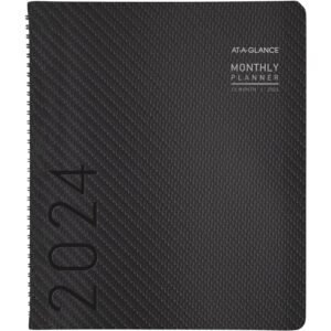 at-a-glance 2024 monthly planner, 9” x 11”, large, monthly tabs, pocket, contemporary, charcoal (70260x4524)