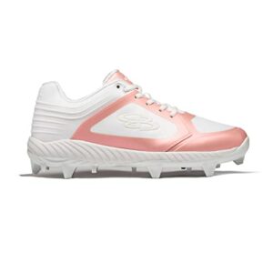 boombah women's ballistic color shift molded cleat white/light pink - size 7.5