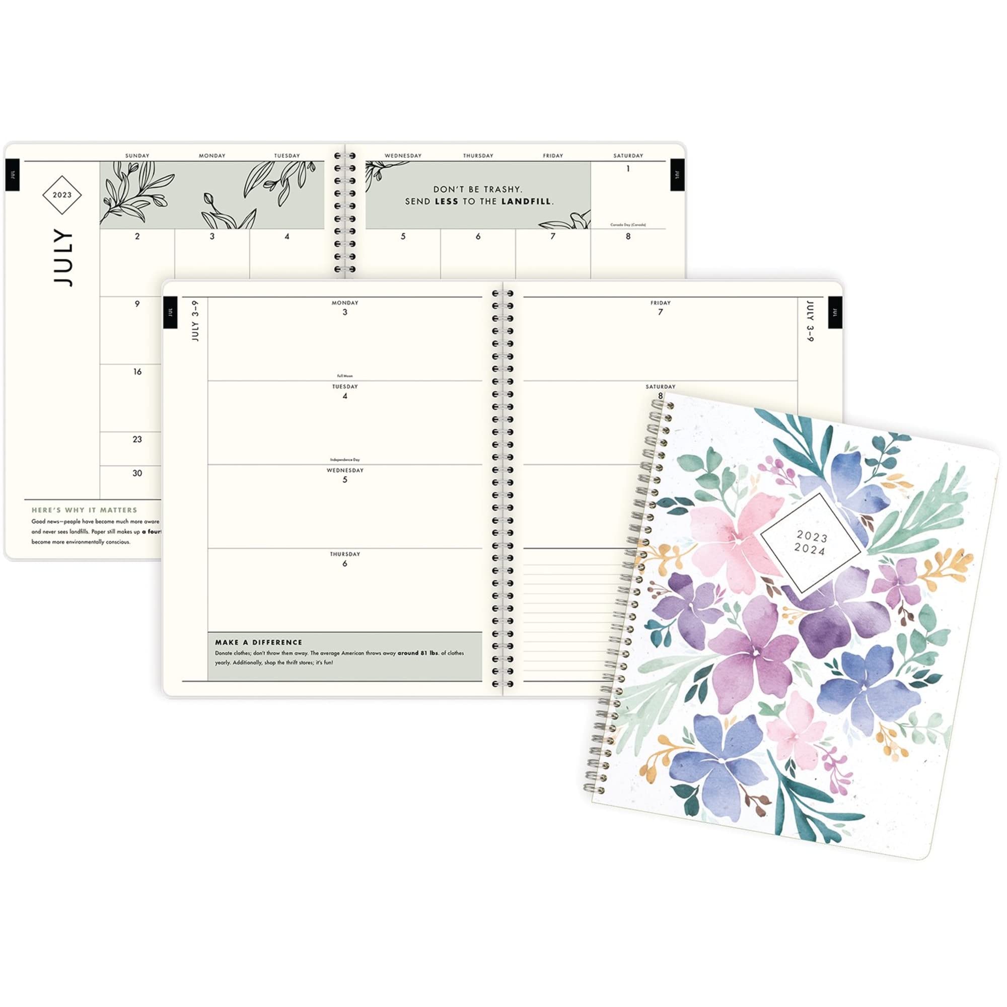 Cambridge greenpath Academic Year Weekly/Monthly Planner, greenpath Art, 11 x 9.87, Floral Cover, 12-Month (July to June): 2023 to 2024