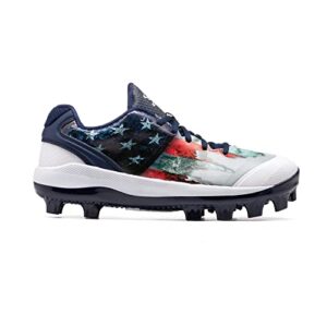 boombah women's dart flag 3 molded cleat navy/white/red - size 9