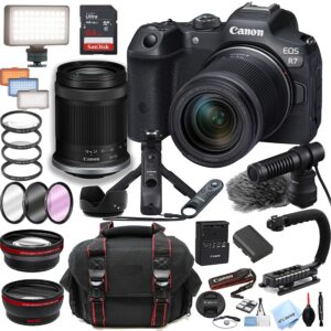 canon eos r7 mirrorless camera with 18-150mm lens content creator kit+ 64gb memory + case + led video light + stabilizing grip +filters & more (38pc bundle)
