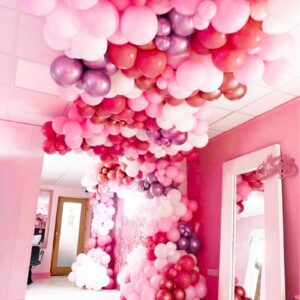 PartyWoo Magenta Balloons, 140 pcs Magenta and Metallic Dark Pink Balloons Different Sizes Pack of 18 Inch 12 Inch 10 Inch 5 Inch for Balloon Garland or Arch as Birthday Decorations, Party Decorations