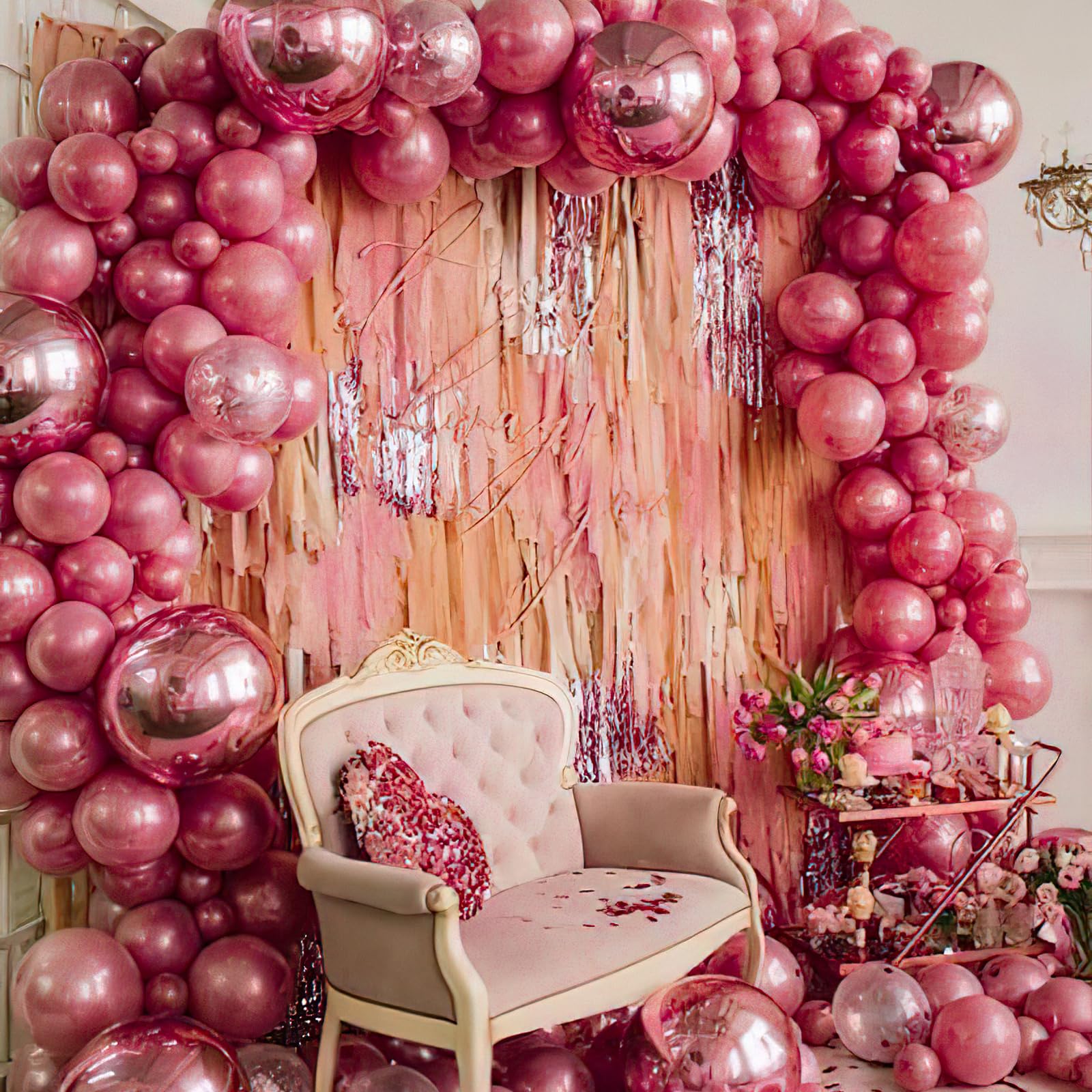 PartyWoo Magenta Balloons, 140 pcs Magenta and Metallic Dark Pink Balloons Different Sizes Pack of 18 Inch 12 Inch 10 Inch 5 Inch for Balloon Garland or Arch as Birthday Decorations, Party Decorations