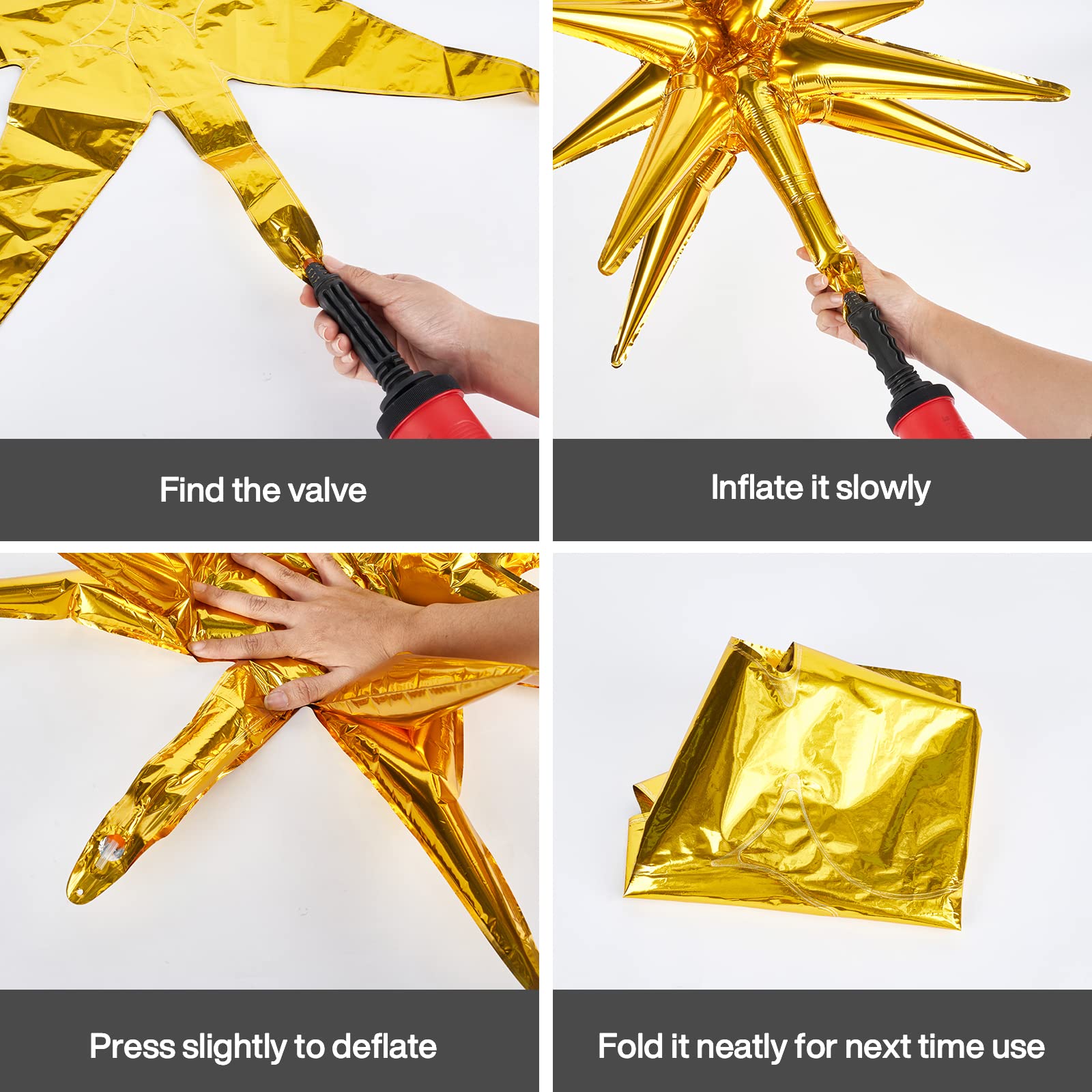 PartyWoo Metallic Gold Balloons, 110 pcs 22 Inch Star Balloons and Gold Balloons Different Sizes Pack of 18 Inch 12 Inch 10 Inch 5 Inch for Balloon Garland as Birthday Decorations, Party Decorations