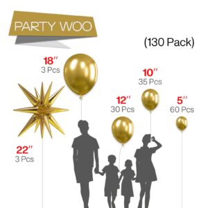 PartyWoo Metallic Gold Balloons, 110 pcs 22 Inch Star Balloons and Gold Balloons Different Sizes Pack of 18 Inch 12 Inch 10 Inch 5 Inch for Balloon Garland as Birthday Decorations, Party Decorations