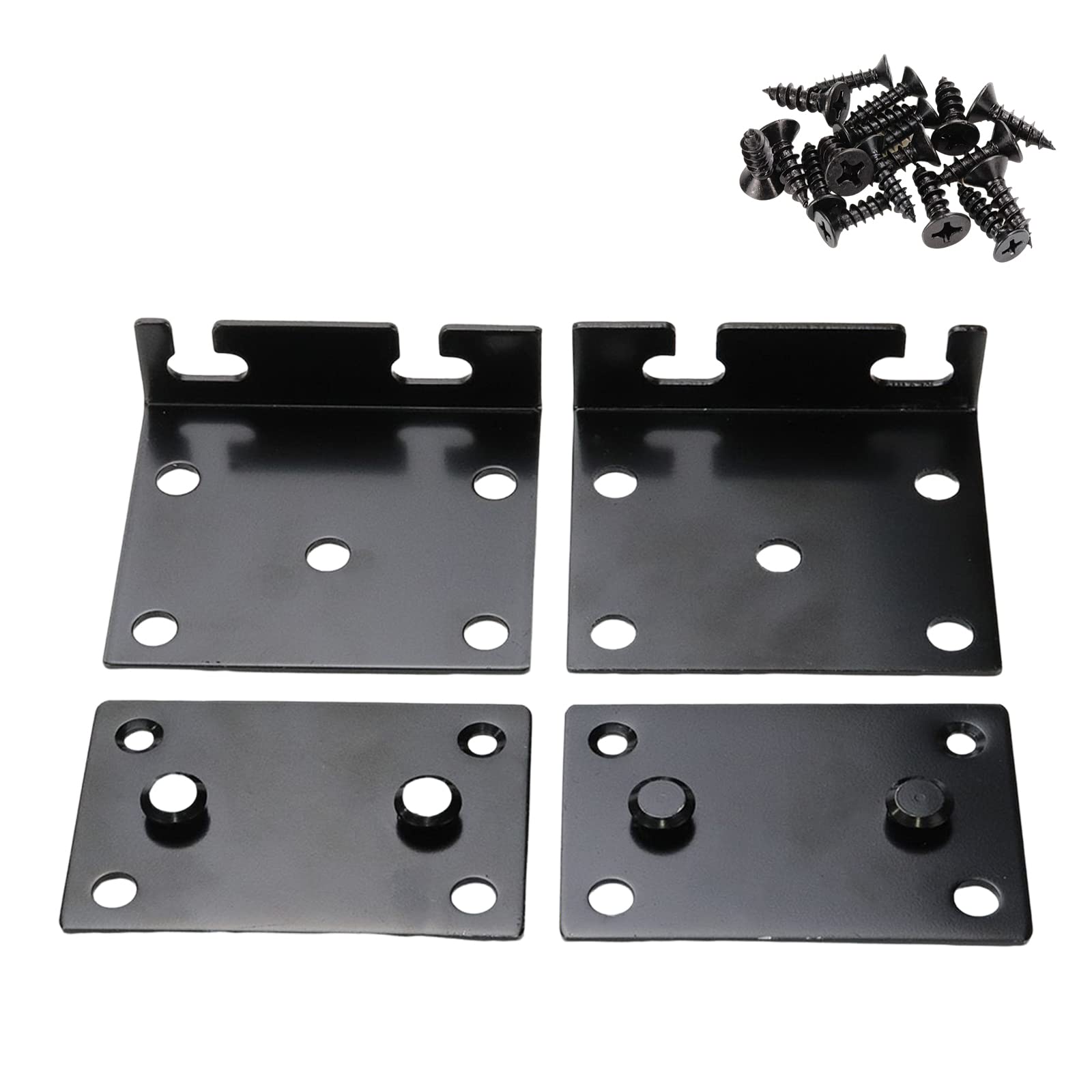 Antrader 2 Sets Universal Wood Bed Rail Hook Plates, Bed Frame Bed Post Double Hook Slot Bracket Accessories,Black,Screws Included