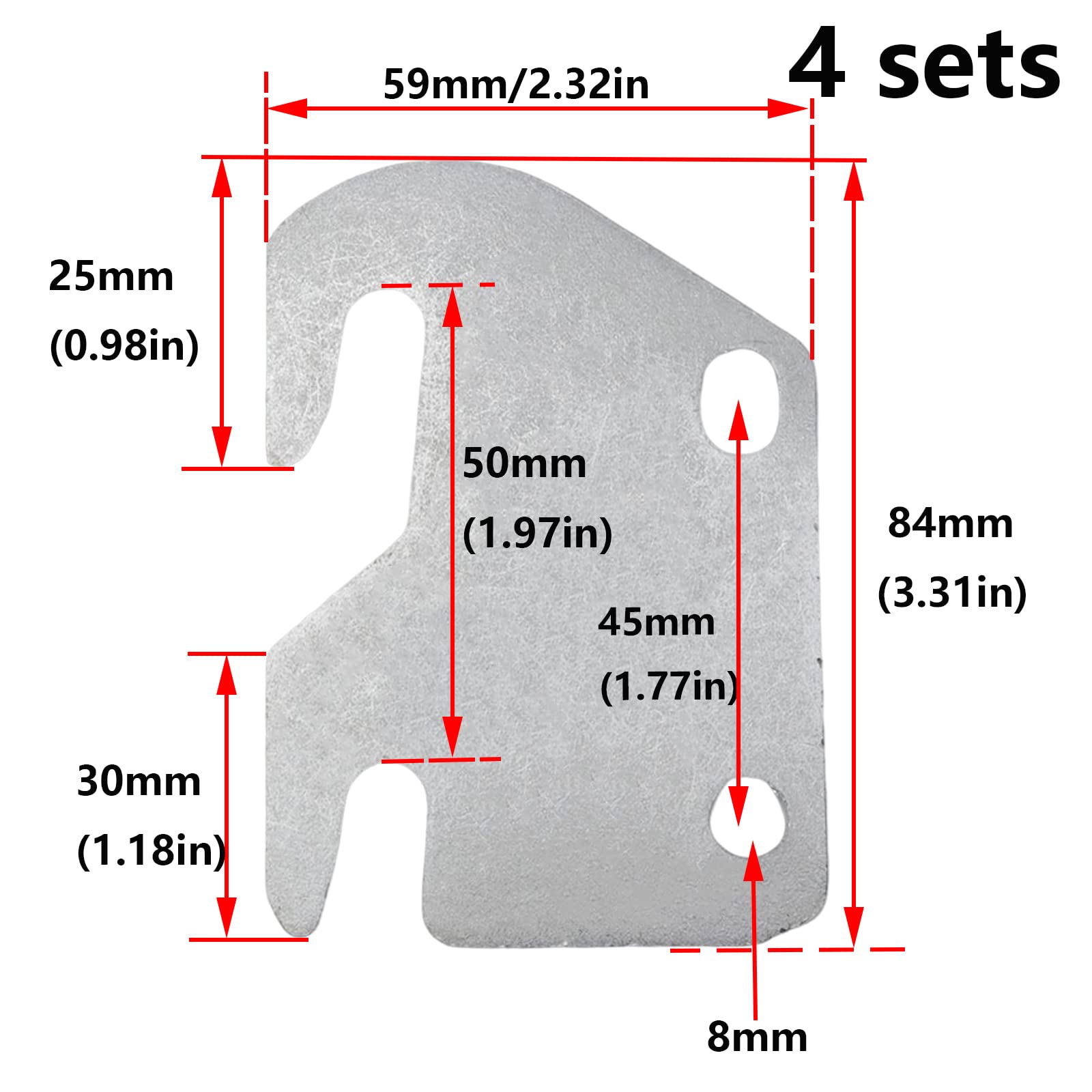 Antrader 4 Sets Hook Plates for Wooden Beds Frame Bracket,Universal Wood Bed Rail Hook Plates with Pin