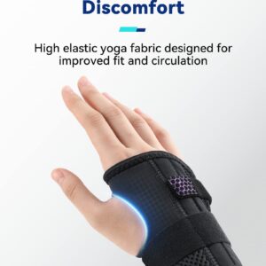 Fitomo Carpal Tunnel Wrist Brace Night Support with 3 Metal Splints for Sleeping and Soft Thumb Opening, Adjustable Wrist Support Hand Brace for Tendonitis Arthritis Sprains, 1 Unit, Right Hand