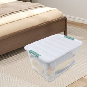 Uumitty 4-Pack 85 Quart Large Clear Storage Bins, Stackable Plastic Storage Latches Box/Containers with Wheels