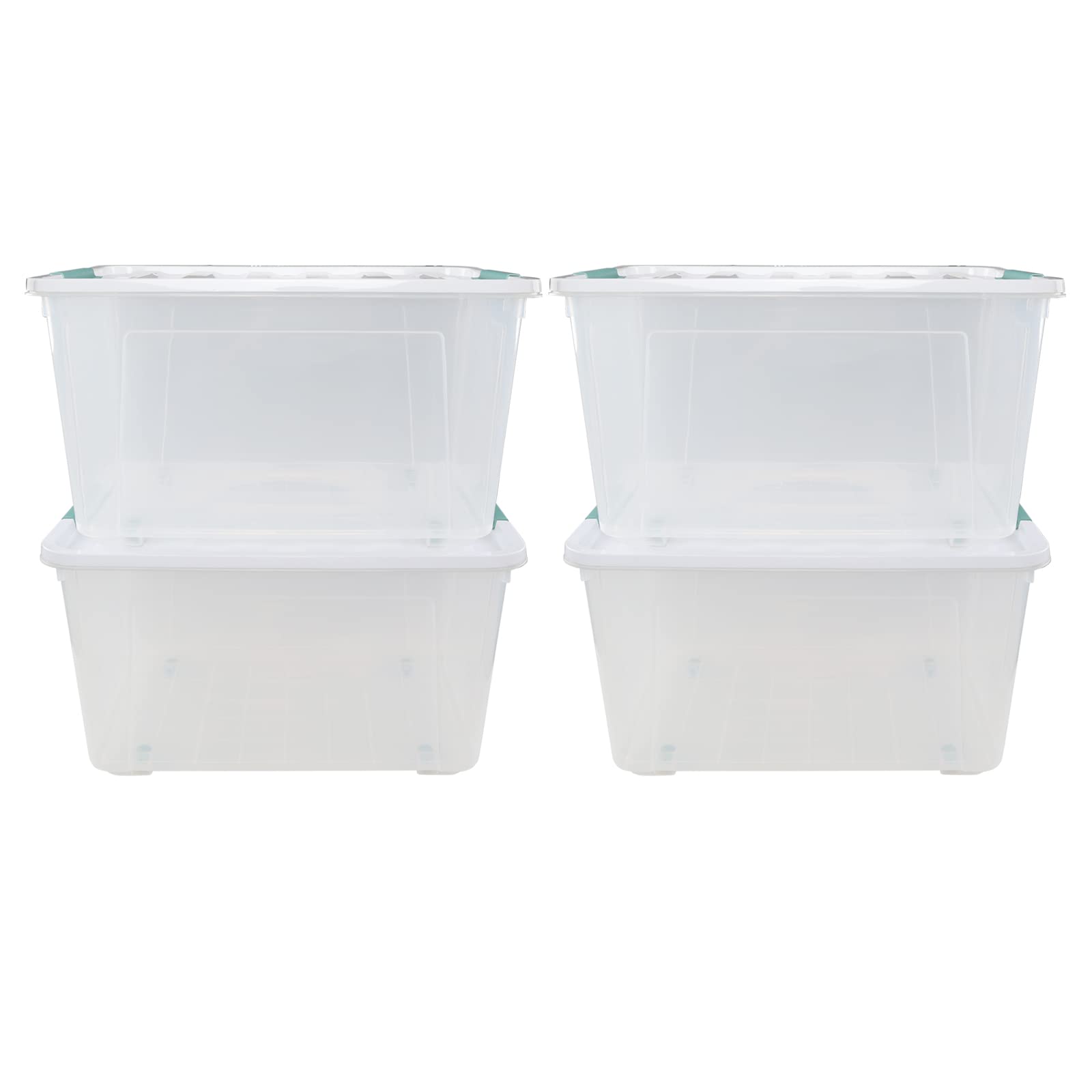 Uumitty 4-Pack 85 Quart Large Clear Storage Bins, Stackable Plastic Storage Latches Box/Containers with Wheels