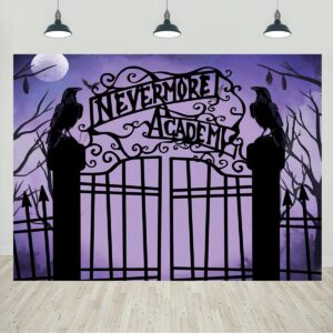 wednesday nevermore academy backdrop boys girls horror fantasy birthday party decorations kids wednesday party banner supplies favors 7x5ft