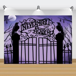 Wednesday Nevermore Academy Backdrop Boys Girls Horror Fantasy Birthday Party Decorations Kids Wednesday Party Banner Supplies Favors 7x5ft