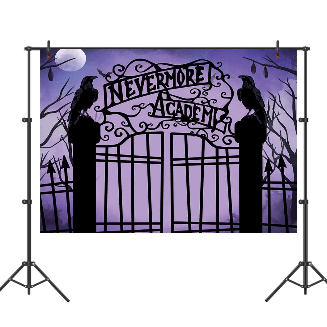 Wednesday Nevermore Academy Backdrop Boys Girls Horror Fantasy Birthday Party Decorations Kids Wednesday Party Banner Supplies Favors 7x5ft