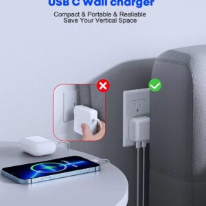 Apple USB C Charger, 40W Dual USB C Wall Charger, iPhone Charger iPad Charger Super Quick Double USB C Port Apple Charger Foldable Plug with Lightning Cable and USB C Cable for iPhone, iPad, iPad Pro