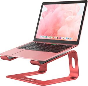laptop stand for desk aluminum computer stand for laptop riser holder notebook stand compatible with macbook air pro, dell, hp, lenovo samsung, alienware all laptops 11-17.3” (red)