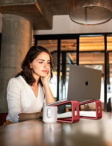 Laptop Stand for Desk Aluminum Computer Stand for Laptop Riser Holder Notebook Stand Compatible with MacBook Air Pro, Dell, HP, Lenovo Samsung, Alienware All Laptops 11-17.3” (Red)