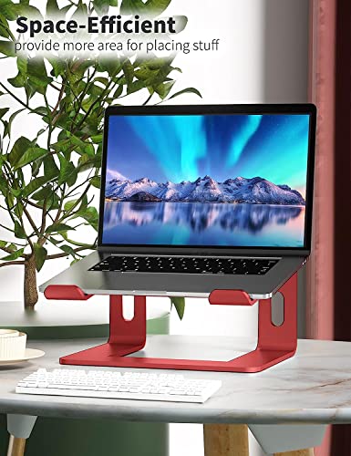 Laptop Stand for Desk Aluminum Computer Stand for Laptop Riser Holder Notebook Stand Compatible with MacBook Air Pro, Dell, HP, Lenovo Samsung, Alienware All Laptops 11-17.3” (Red)