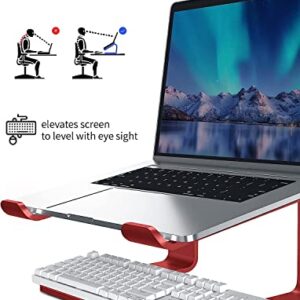 Laptop Stand for Desk Aluminum Computer Stand for Laptop Riser Holder Notebook Stand Compatible with MacBook Air Pro, Dell, HP, Lenovo Samsung, Alienware All Laptops 11-17.3” (Red)