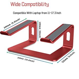 Laptop Stand for Desk Aluminum Computer Stand for Laptop Riser Holder Notebook Stand Compatible with MacBook Air Pro, Dell, HP, Lenovo Samsung, Alienware All Laptops 11-17.3” (Red)