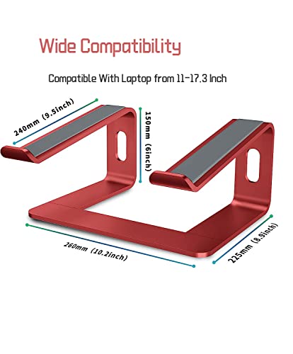 Laptop Stand for Desk Aluminum Computer Stand for Laptop Riser Holder Notebook Stand Compatible with MacBook Air Pro, Dell, HP, Lenovo Samsung, Alienware All Laptops 11-17.3” (Red)