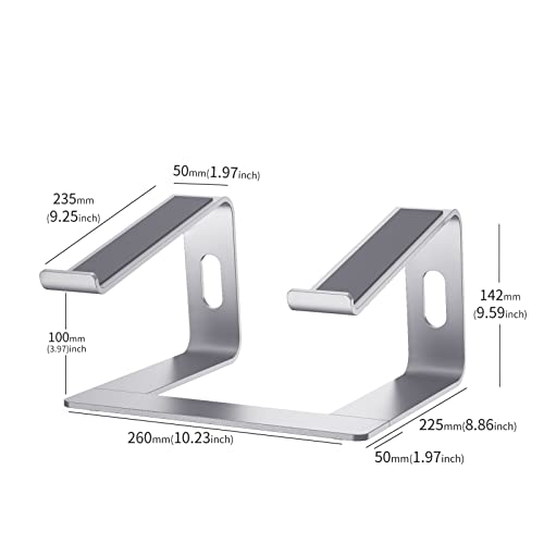 Laptop Stand for Desk Aluminum Computer Stand for Laptop Riser Holder Notebook Stand Compatible with MacBook Air Pro, Dell, HP, Lenovo Samsung, Alienware All Laptops 11-17.3” (Silver)