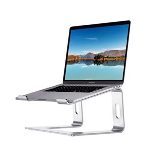 Laptop Stand for Desk Aluminum Computer Stand for Laptop Riser Holder Notebook Stand Compatible with MacBook Air Pro, Dell, HP, Lenovo Samsung, Alienware All Laptops 11-17.3” (Silver)