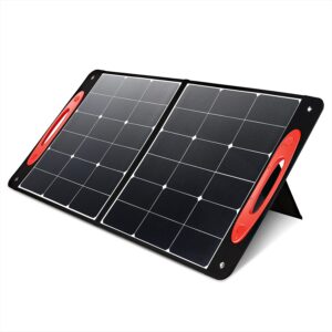 dna motoring foldable solar panel 100w power supply for rv outdoors camping travel home emergency, with kickstands,tools-00285,black/red