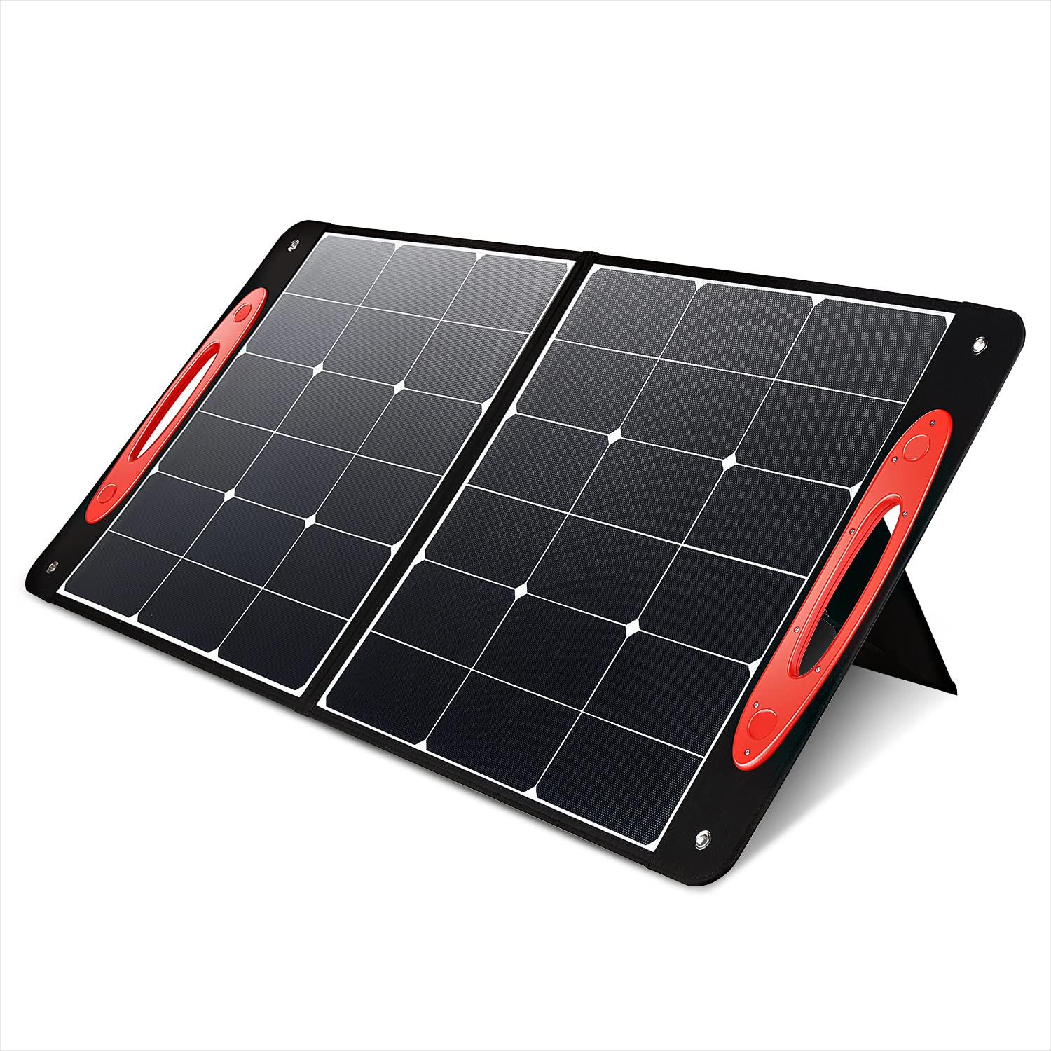 DNA MOTORING Foldable Solar Panel 100W Power Supply for RV Outdoors Camping Travel Home Emergency, with Kickstands,TOOLS-00285,Black/Red