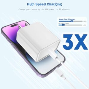 iPhone Fast Charger, iPhone 14 Charger [Apple MFi Certified] USB C Wall Charger Super Quick iPhone Charging Block with Lightning Cable Cord Compatible with iPhone 14/14 Pro/14 Pro Max/14 Plus/13/12/11