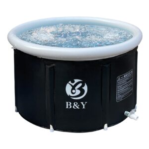 b&y ice bath tub for athletes, cold plunge tub, portable bathtub for adults outdoor inflatable ice barrel home shower hot/cold bath freestanding soaking tub (black 35''x 21.6'')
