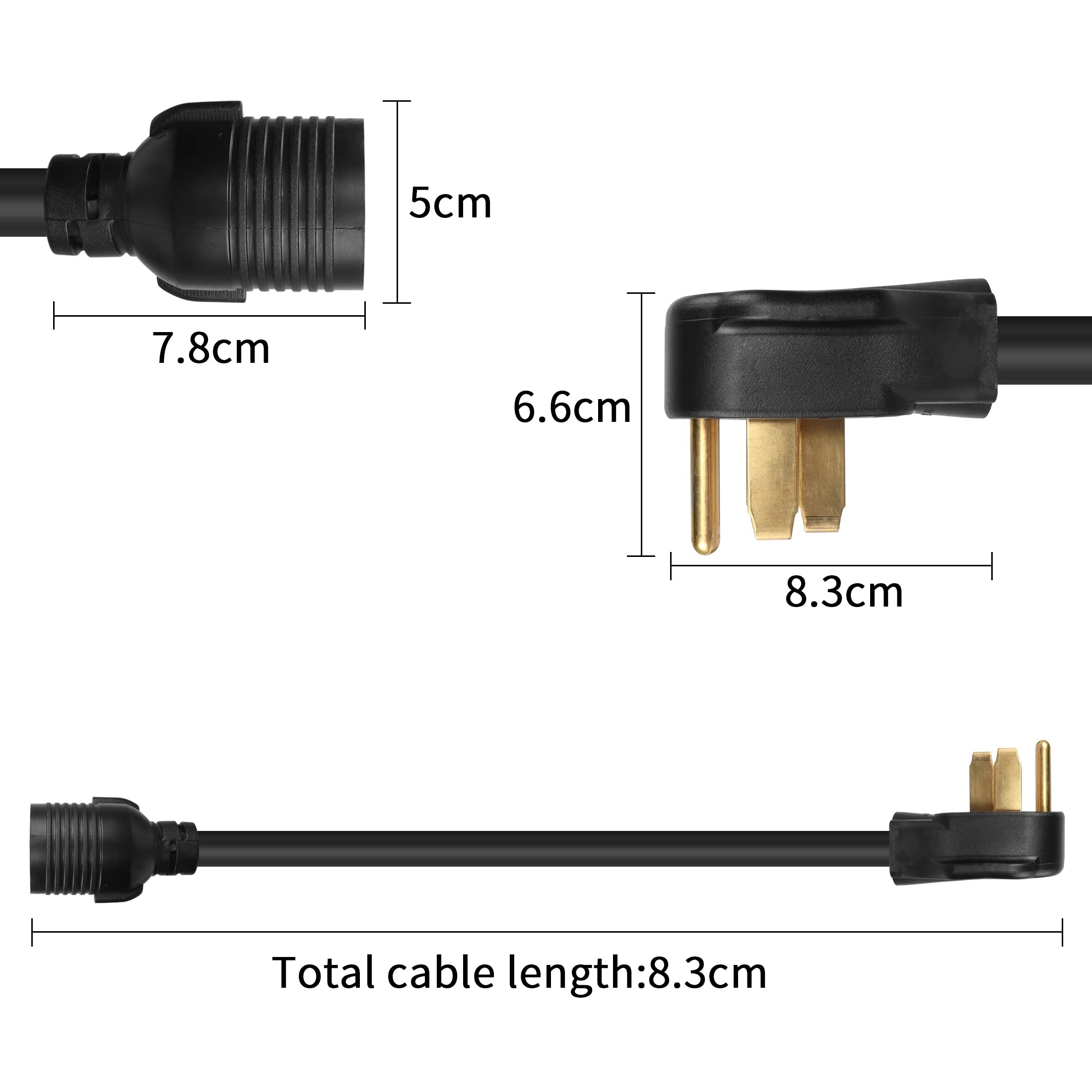 Generator Transfer Switch Adapter Cord YACSEJAO 50 Amp to 30 Amp 4-Prongs Locking Cord NEMA 14-50P to L14-30R STW 10 Gauge Heavy Duty Generator Power Cord