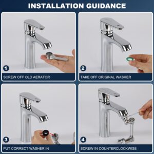 Edulnke 1080° Swivel Faucet Extender, Multifunctional 1080 Degree Rotating Robotic Arm Extension Faucet Aerator, Bigger Angle Splash Filter Faucet Extender Universal Model for Kitchen/Bathroom Sink