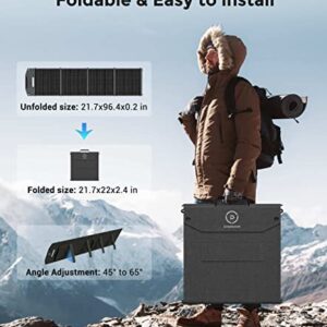 Dabbsson 200Watt Portable Solar Panel for Power Station, Foldable Solar Charger with Adjustable Kickstand, High-Efficiency Monocrystalline PV Module, Waterproof IP65 for Outdoor Camping, RV, Blackout