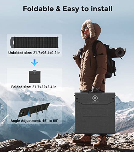 Dabbsson 200Watt Portable Solar Panel for Power Station, Foldable Solar Charger with Adjustable Kickstand, High-Efficiency Monocrystalline PV Module, Waterproof IP65 for Outdoor Camping, RV, Blackout