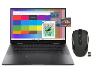 hp envy x360 2-in-1 15.6" fhd touchscreen premium laptop | amd ryzen 7 5825u (beat i7-1165g7) | 12gb ram| 512gb ssd| backlit keyboard | windows 11 pro | black | bundle with wireless mouse
