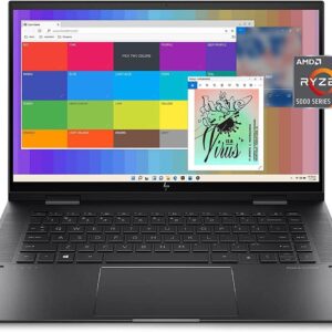 HP Envy X360 2-in-1 15.6" FHD Touchscreen Premium Laptop | AMD Ryzen 7 5825U (Beat i7-1165G7) | 12GB RAM| 512GB SSD| Backlit Keyboard | Windows 11 Pro | Black | Bundle with Wireless Mouse