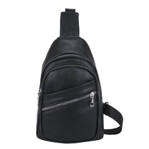 sunwel fashion lightweight sling bag 4 zipper pockets casual daypack small crossbody for women (black)