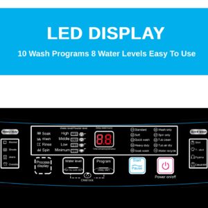 Nictemaw Portable Washing Machine, 17.8Lbs Capacity Full Automatic Compact Laundry Washer, 2.3 Cu.ft Portable Washer with 10 Wash Programs & 8 Water Levels & Drain Pump for Apartment, RV, Dorm