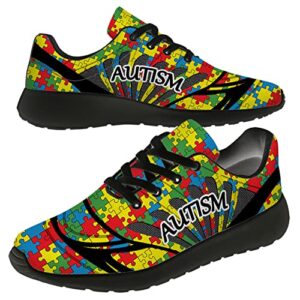 vogiant autism puzzle shoes for men women tennis shoes walking running sneakers autism awareness shoes gifts for teacher,size 9.5