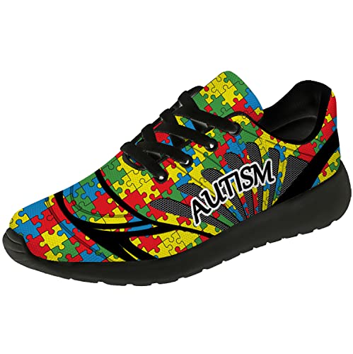 vogiant Autism Puzzle Shoes for Men Women Tennis Shoes Walking Running Sneakers Autism Awareness Shoes Gifts for Teacher,Size 9.5