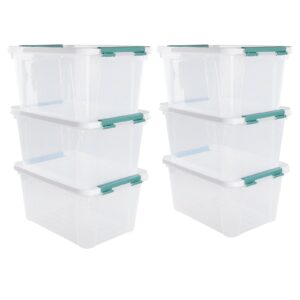 xyskin 35 quart clear large storage box, plastic storage bins, set of 6