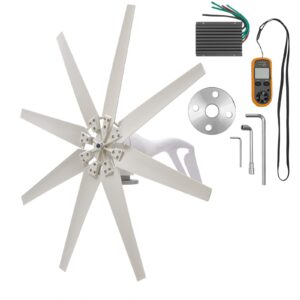wind system windmill turbine generator kit + charge controller (dc 12v - 600w - 8 fan blades)