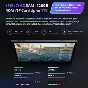 Android 12 Tablet 10.4 Inch, 15GB RAM 128GB Storage 1TB Expand, Octa-Core Processor, 1920 * 1200 InCell IPS, 13MP Camera, 8000mah, 2.4/5G Wi-Fi, Bluetooth 5.0, GPS, LNMBBS, Gray