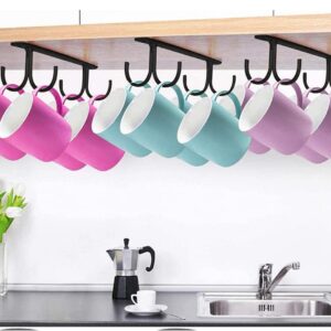 luzen 3Pcs Mug Rack Under Cabinet Metal Under Shelf Mugs Hooks Mug Coffee Cups Drying Hanging Hook Holder Metal Hangers Organizer for Mugs, Coffee Cups, Bar and Kitchen Utensils