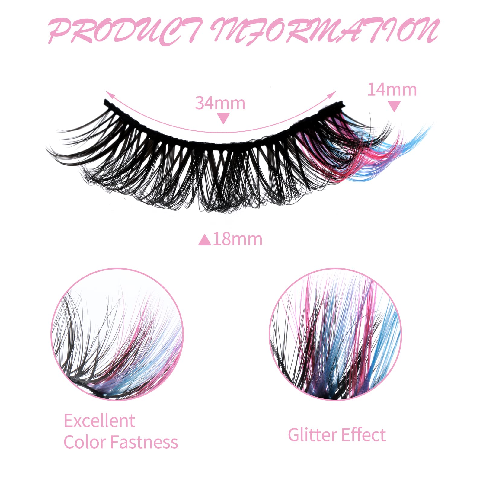 cobee Colored False Eyelashes, 7 Pairs Rainbow Fluffy Eye Lashes Wispy Mink Lashes Fake Eyelashes Natural Look Eye Lashes for Cosplay Party Festival