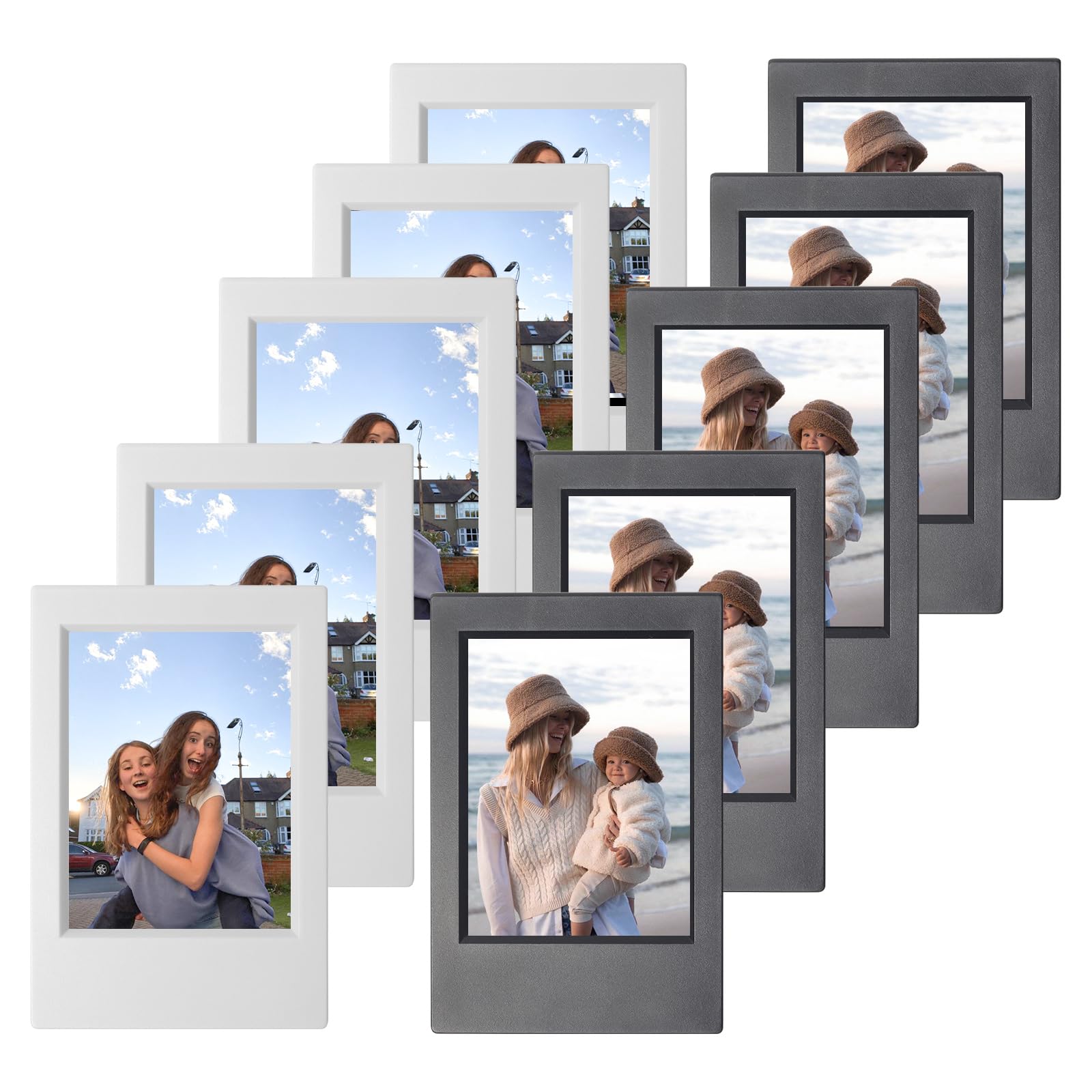 CAIYOULE Mini Picture Frame for Instax Mini 99/12/11/9/8/7+/EVO 3'' Film-Classic Polaroid 2x3 Photo Frame (10 Pack)