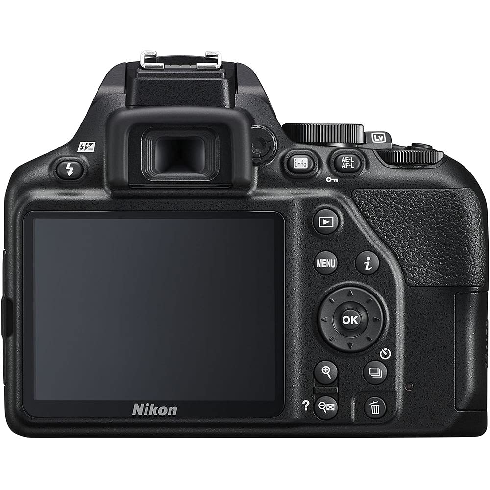 Nikon D3500 DSLR Camera with 18-55mm Lens (1590) + 4K Monitor + 2 x 64GB Cards + 2 x EN-EL14a Battery + Corel Photo Software + Pro Tripod + Case + 3 Piece Filter Kit + More (Renewed)
