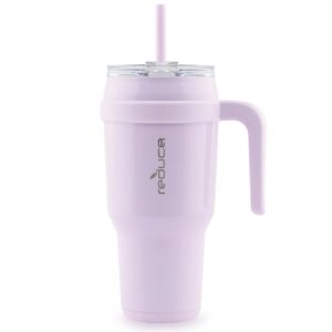 REDUCE Cold1 40 oz Tumbler with Handle - Vacuum Insulated Stainless Steel Water Bottle for Home, Office or Car, Reusable Mug with Straw or Leakproof Flip Lid, Keeps Drinks Cold All Day- Lilac Bud