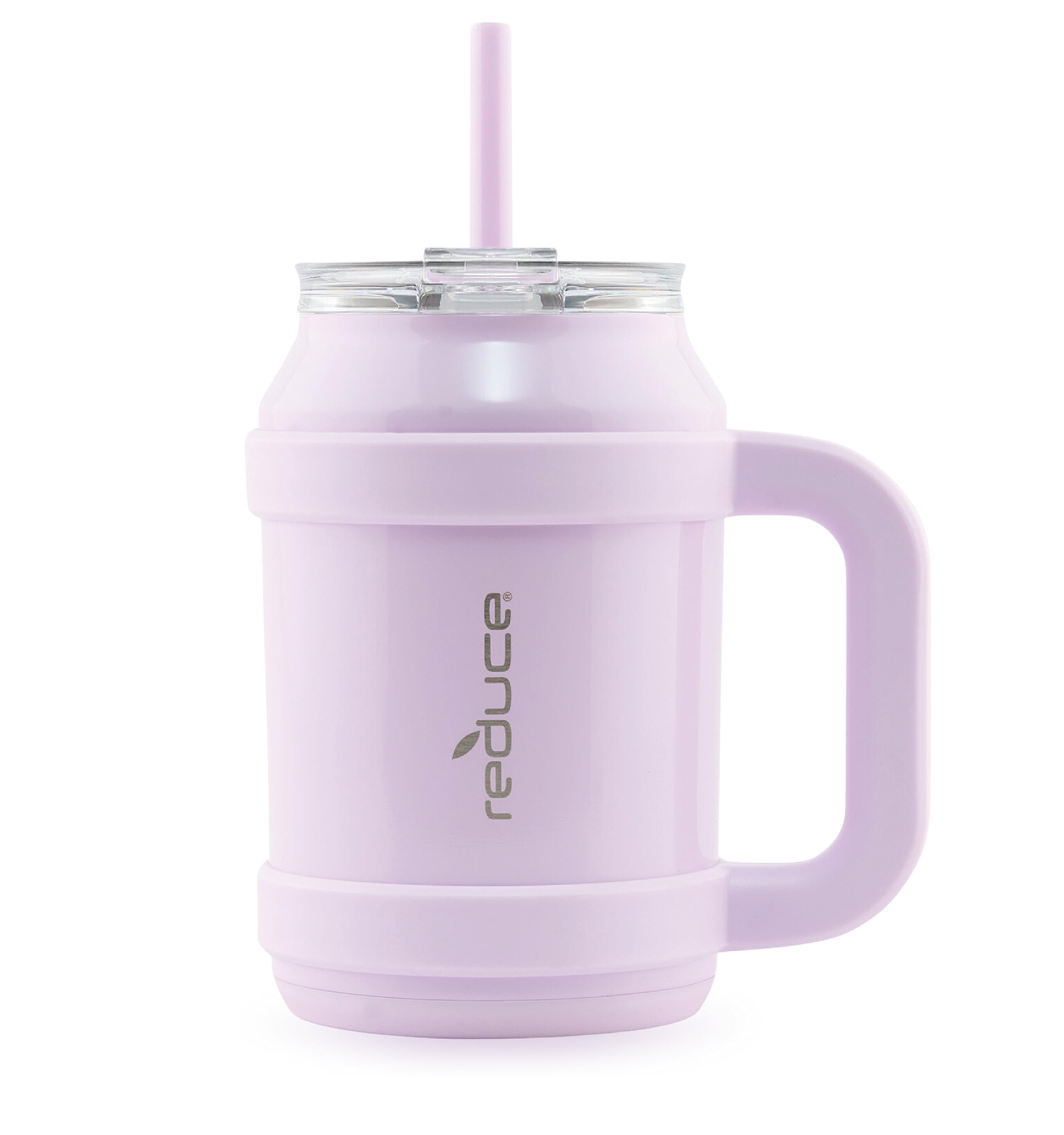 REDUCE Reusable 32 oz Cold1 Mug Tumbler with Handle -Insulated Stainless Steel Water Bottle for Home, Gym or Office, Straw or Leakproof Flip Lid, Keeps Drinks Icy Cold All Day - Gloss Lilac Bud